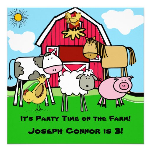 Farm Theme Customized  Birthday Invitations
