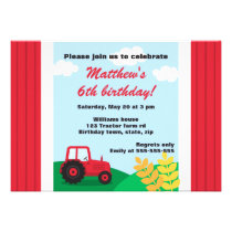 Farm tractor hills and wheat kids birthday party announcement