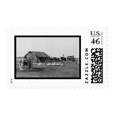 Farm with People and Animals in Argentina 1907 Postage Stamp by lc_vintagephotos
