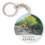 Farmer and cows key chain