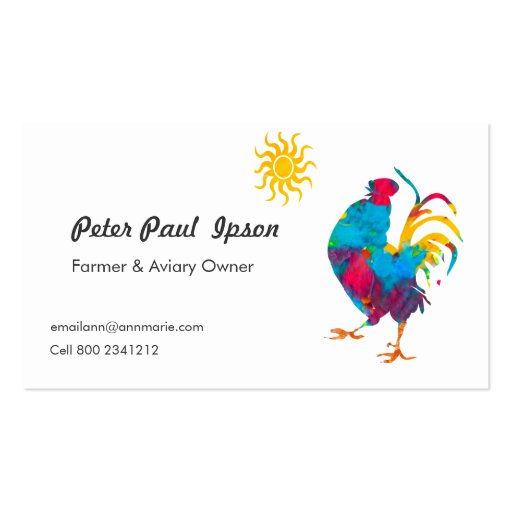 Farmer Aviary Country Rooster Business Cards (front side)