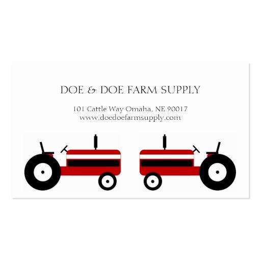Farmer Farm Supply Agriculture Red Tractor Business Card (front side)