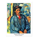 Farmer In Blue Overalls By Paul Cezanne Postcard