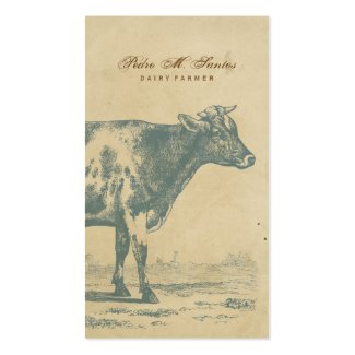 Farmer Vintage Dairy Cow Simple Rustic Cool Animal Business Card Template
