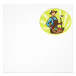 Farmer With Garden Hoe And Basket Crop Harvest Announcements
