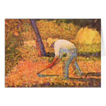 Farmer with hoe by Georges Seurat Greeting Card