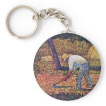 Farmer With Hoe By Seurat Georges Keychains