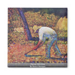 Farmer With Hoe By Seurat Georges Refrigerator Magnets