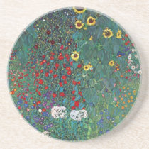Farmergarden with Sunflower by Gustav Klimt Beverage Coasters