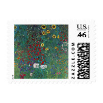 Farmergarden with Sunflower by Gustav Klimt Stamp
