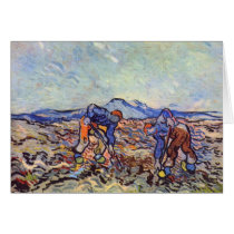 Farmers at work by Vincent van Gogh Greeting Card