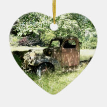 Farmer's Junky Truck Rusting Away Christmas Ornaments