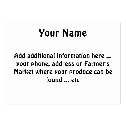 Farmer's Market Business Card (back side)