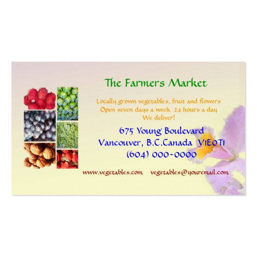 Farmers Market Business Card Template (back side)
