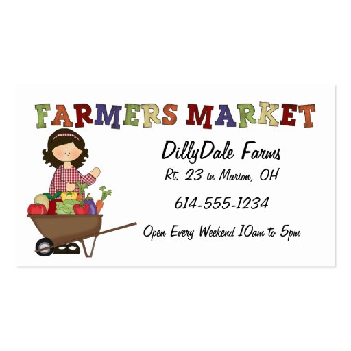 Farmers Market Lady Veggies Business Card (front side)