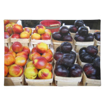 Farmers' Market peaches and plums placemat