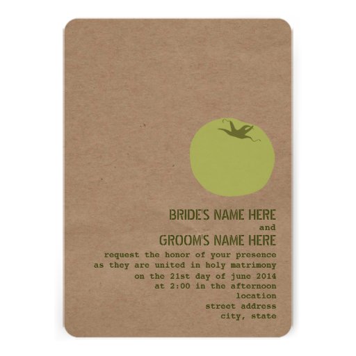 Farmer's Market Theme Wedding Invite Green Tomato