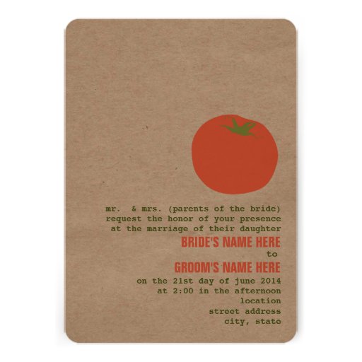 Farmer's Market Theme Wedding Invite | Tomato