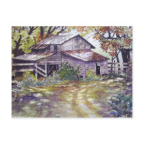 Farmhouse in the woods- postcard