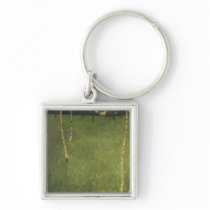 Farmhouse with Birch Trees, 1900 Keychains