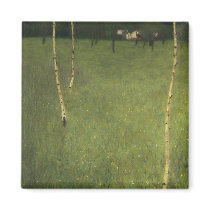 Farmhouse with Birch Trees, 1900 Fridge Magnet