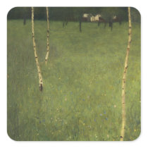 Farmhouse with Birch Trees, 1900 Square Stickers
