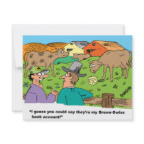 FARMING CARTOON HUMOR ABOUT BROWN SWISS CATTLE CUSTOM INVITATION