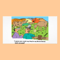 FARMING CARTOON HUMOR ABOUT BROWN SWISS CATTLE photo cards