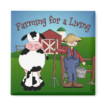 Farming Cartoon Magnet by RanchLady Farming Cartoon Magnet