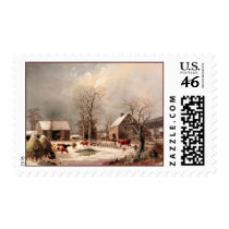 Farmyard in Winter Postage Stamp