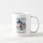Farmyard with Pink Barn Vintage Christmas Mug