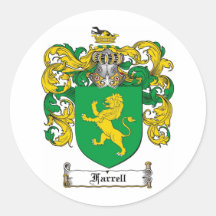 FARRELL FAMILY CREST -  FARRELL COAT OF ARMS ROUND STICKER