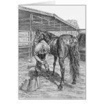 Farrier and Horse Drawing by Kelli Swan cards