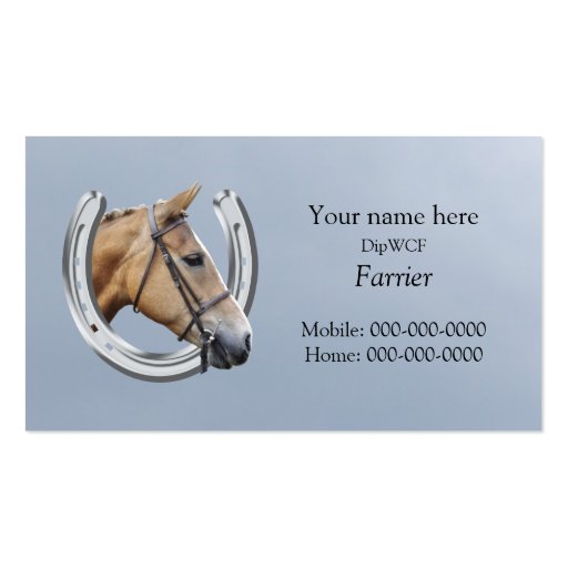 Farrier business card (front side)