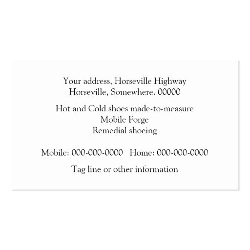Farrier business card (back side)