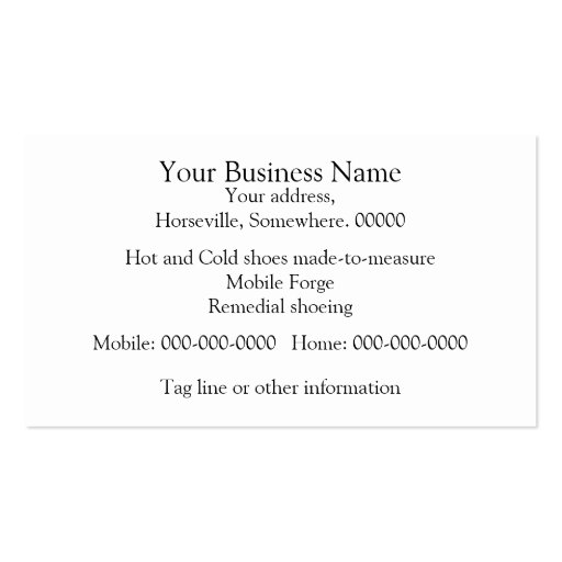 Farrier business card template (back side)