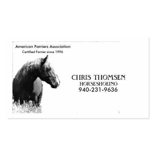 Farrier Card Business Cards (front side)