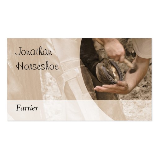 Farrier horseshoeing business card (front side)