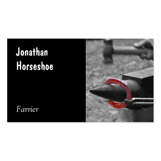 Farrier hot horseshoe business card