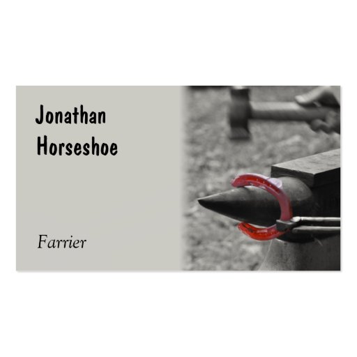 Farrier hot horseshoe business card (front side)