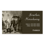 Farrier shoeing a horse business card business cards