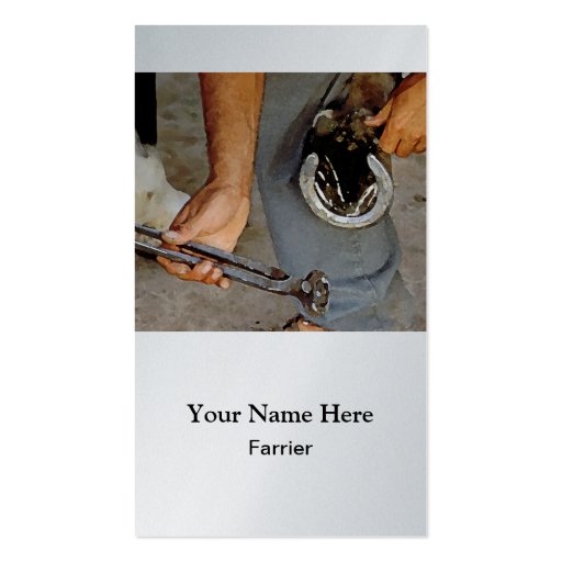Farrier shoeing horse business card (front side)