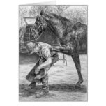 Farrier Trimming Horse Drawing by Kelli Swan cards