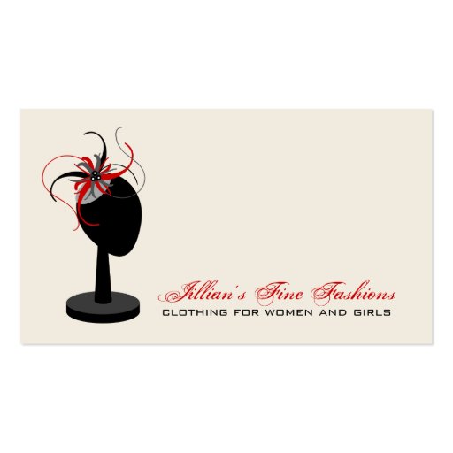 Fascinator Hat Stand Clothing Store Boutique Business Cards (front side)