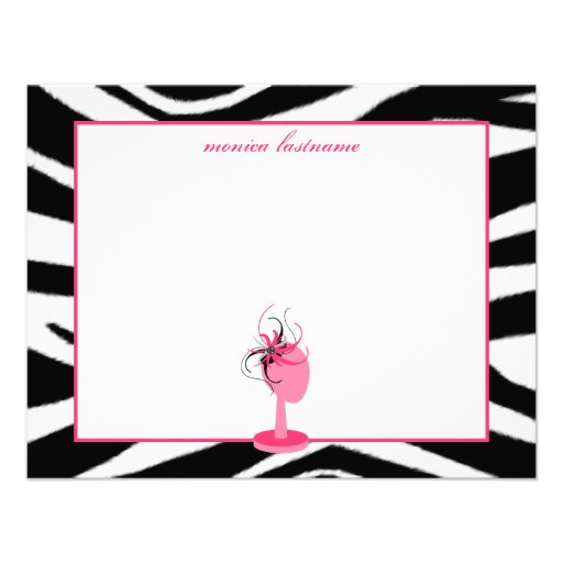 Fascinator & Hat Stand Zebra Print Flat Notecards Personalized Invite