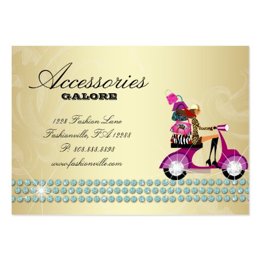 Fashion Accessories Purses Jewelry Blue Gold 2 Business Card (back side)