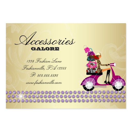 Fashion Accessories Purses Jewelry Purple Gold 2 Business Card (back side)