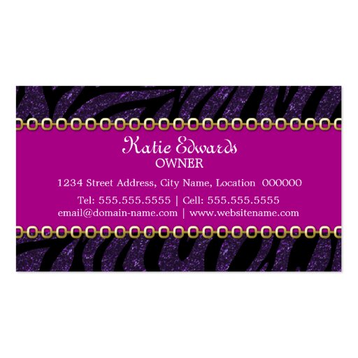 Fashion Accessory and Jewelry Business Cards (back side)