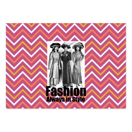 Fashion Always in Style 1900s Women on Chevron Business Card (back side)
