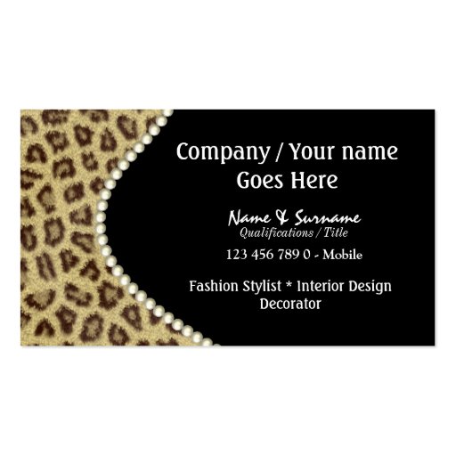 Fashion animal fur spots business card (front side)